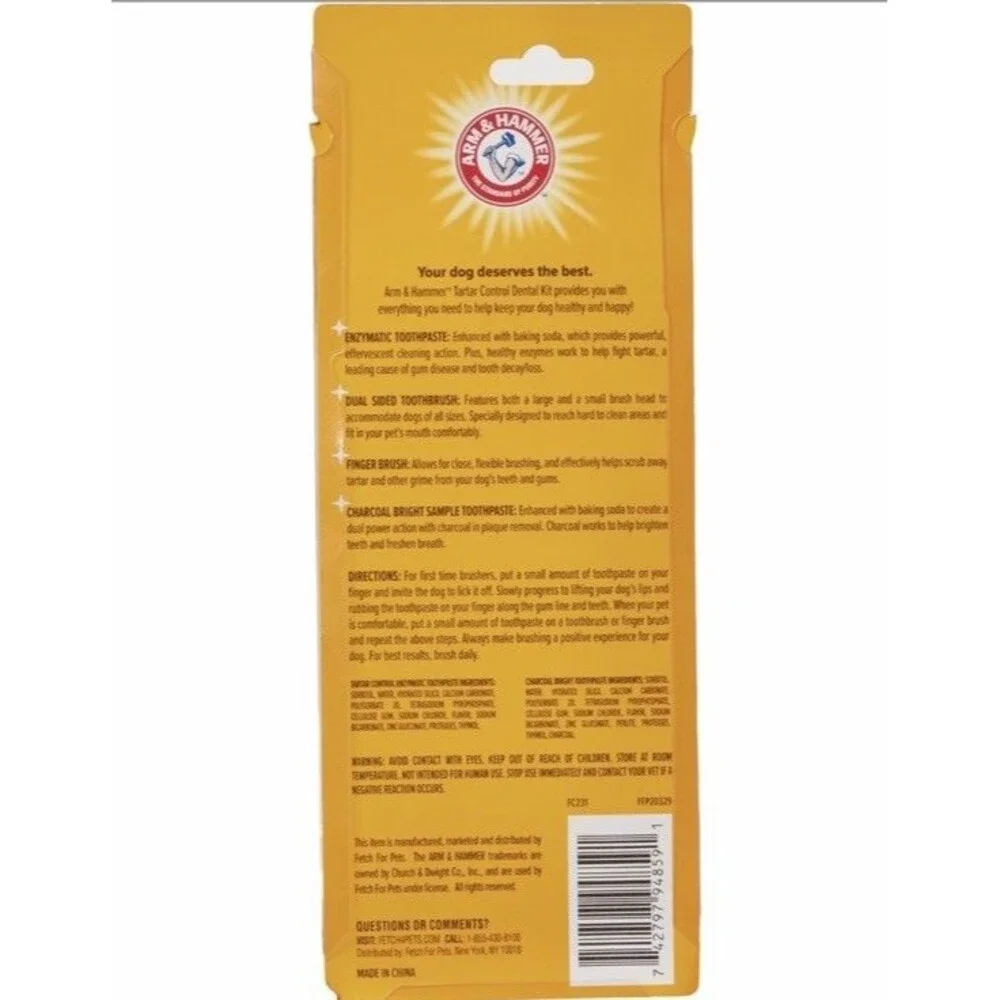 2-Pack Dog Dental Kit BONUS Enzymatic Beef Flavor Mint Arm & Hammer Toothbrush